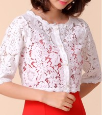 Bolero, Emma hvid 3/4 ærmet cardigan i blonde